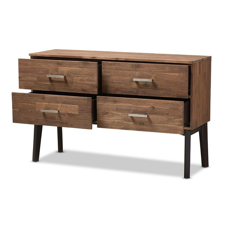 Baxton Studio Selena Mid Century Modern Brown Wood 4 Drawer Dresser