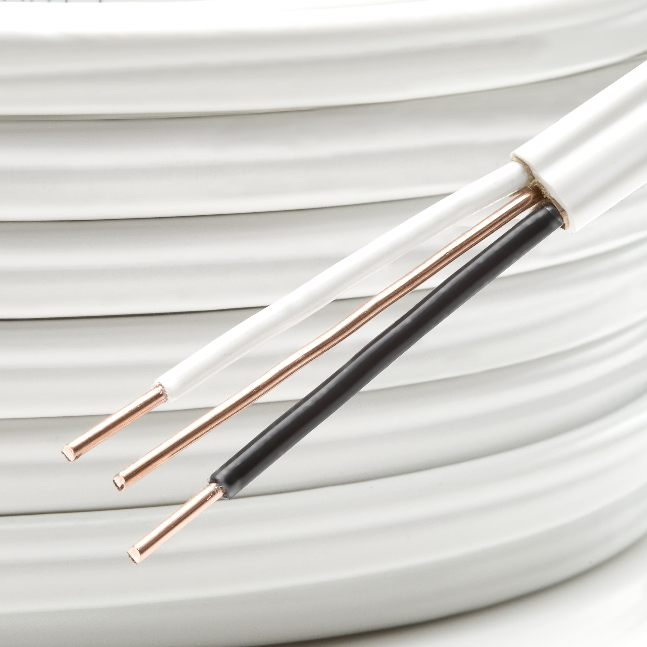 Maxxima 100 Ft. 14/2 White NM-B Solid Copper W/G Electrical Wire, Non Metallic Cable, Outlets & Switches