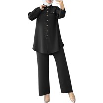 biudgviw Lounge Sets for Women Baggy Long Sleeve Collared Buttons down Shirts Comfy Straight Wide Leg Pants Outfits