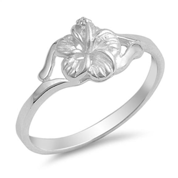 Hawaiian Tropical Flower Filigree Ring .925 Sterling Silver Band Jewelry Female Male Unisex Size 10