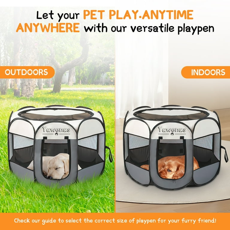 YUWENUS Portable Pet Playpen 48x23.5 Inch Dog Playpen Foldable