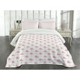 thumbnail image 3 of Ambesonne Cartoon Quilted Bedspread Set 3 Pcs, Hearts and Whales Love Art, King Size, White and Pink, 3 of 5