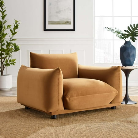 Modway Copious Performance Velvet Armchair in Cognac