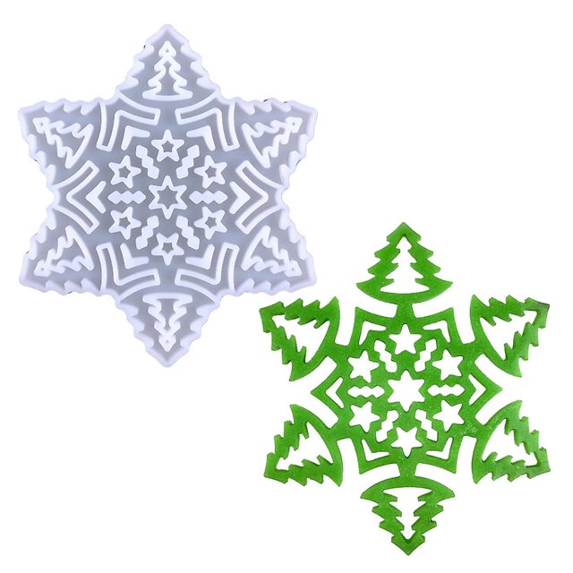 3 Molde para adornos navideños, llavero, moldes de silicona, colgante de copo de nieve, molde de resina
