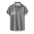 thumbnail image 2 of Blusa y camisa de manga corta con cuello vuelto para hombre, estilo casual, con cuello estampado, manga corta, botones, moda, cárdigan con bolsillo, blusa de poliéster para hombre, 2 of 4