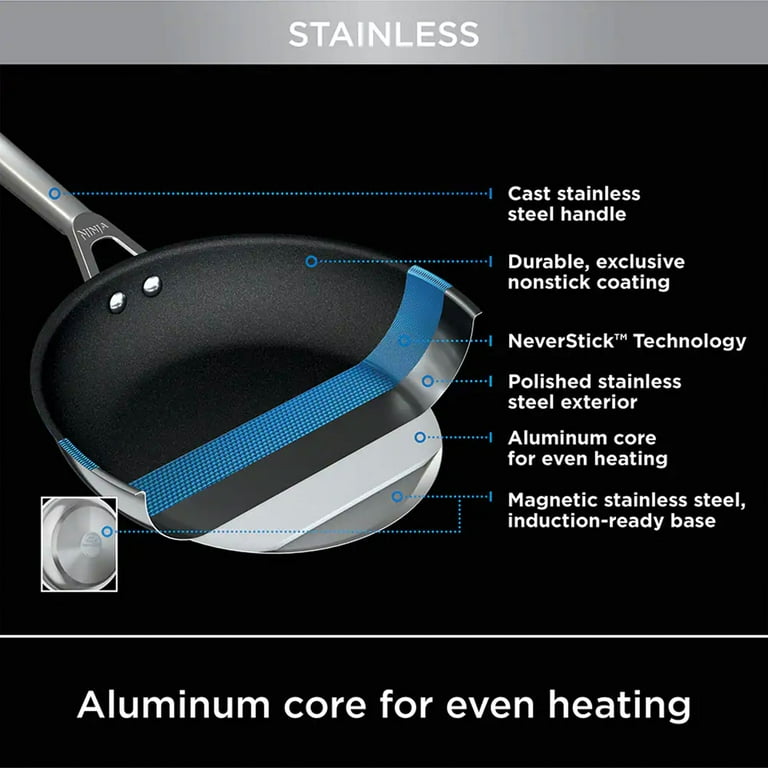Ninja Foodi NeverStick Stainless Steel Oven Safe All Range 10.25 Fry Pan 