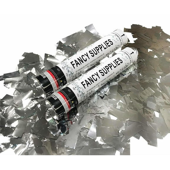 KOS Pack of 2 Large 12"-inch Silver Confetti Wedding party new years club graduation (2, 12" Silver)