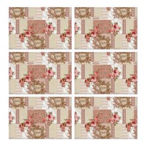 Pioneer Flower Floral Print Pattern Summer Placemats Table Placemats Set Of 6-Linen Kitchen Washable Placemats Table Mats 12x18 Inch Non-Slip Heat Resistant