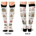 thumbnail image 4 of FORMRS Womens Knee High Socks Casual Long Thick Travel Daily Wear, 1 Pair, Red Nordic Christmas House, 4 of 6