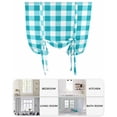 thumbnail image 6 of Turquoise Checkered Tie Up Curtains for Window, Thermal Insulated Balloon Shade Adjustable Rod Pocket Curtains Valance Panels for Kitchen Bathroom Cafe 34 x 45 Farmhouse Buffalo Plaid, 6 of 6