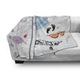thumbnail image 3 of Hipster Soft Flannel Fleece Blanket, Notebook Design with a Variety Drawings Funky Skateboard Shooting Star, Cozy Plush for Indoor and Outdoor Use, 60" x 80", Black Pale Blue Ginger, by Ambesonne, 3 of 6