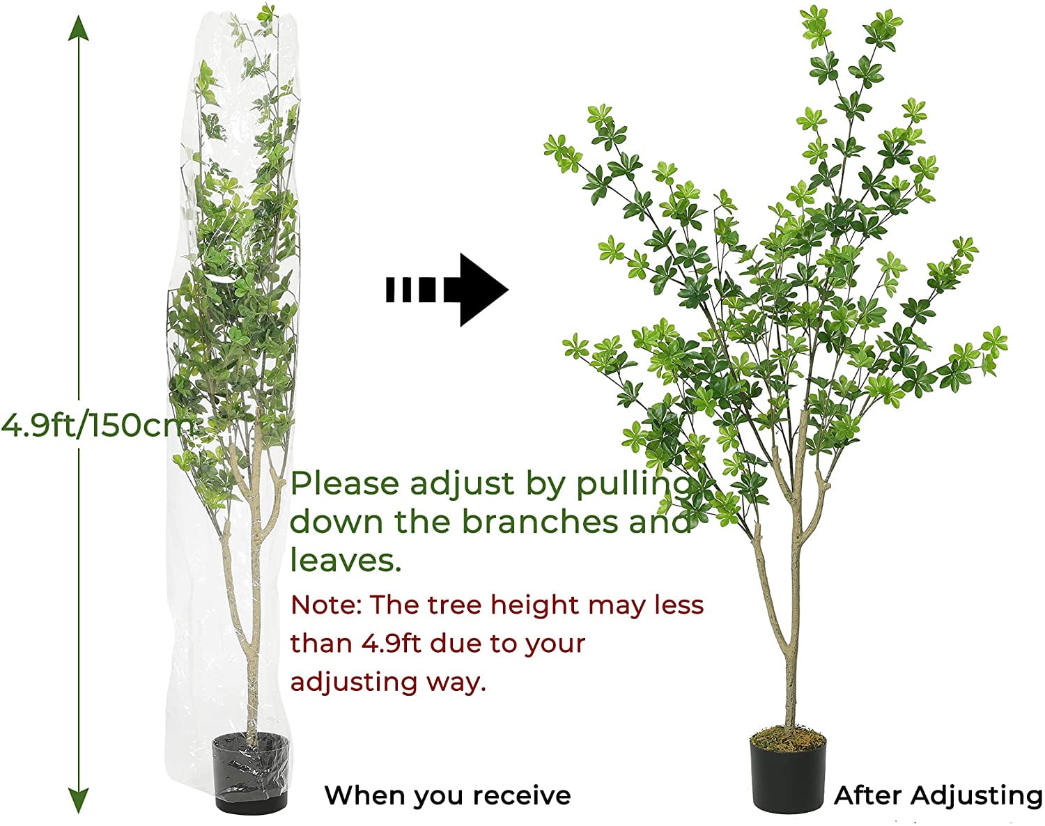 Buy Artificial Enkianthus Tree 5ft Tall 190 Hexapetalous Leaves Decorative Fake Plants for Home