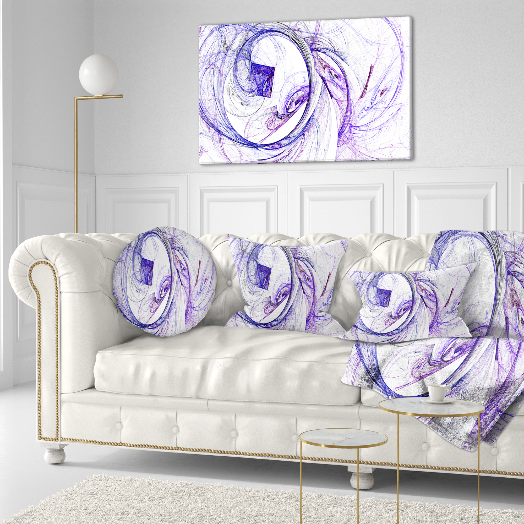 Designart Billowing Smoke Blue - Abstract Throw Pillow - 12x20