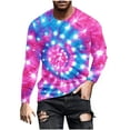 thumbnail image 2 of Zylanna Men's Long Sleeve T-Shirts, Tie Dye Crew Neck Loose Homewear Casual Tops for Men Purple, 2 of 5