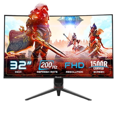 HAJAAN 32” Inch FHD 1080p Curved Gaming Monitor with RGB Lighting 200Hz Refresh Rate with VA Display, Built-in Speakers, Tilt Adjustment, Wall Mountable 2x HDMI, DP (X3223C) -Black
