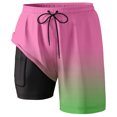 thumbnail image 3 of Board Shorts Male Swim Trunks Line Ing 2 In 1 Swim Shorts Elastic Quick Drying With Pockets Beach Shorts Pink XXXXXL, 3 of 4