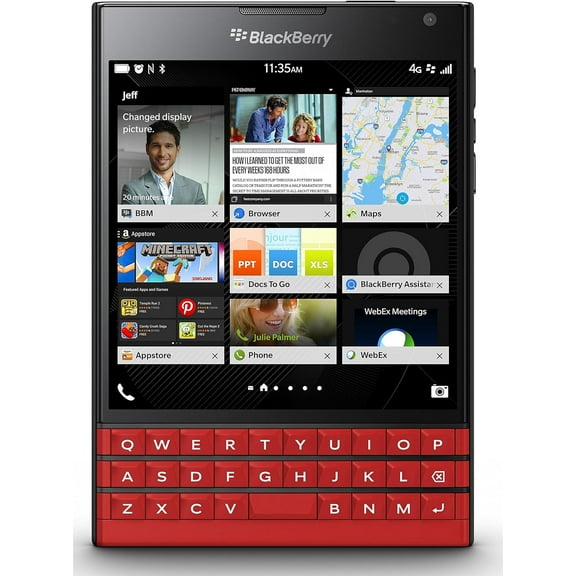 Restored BlackBerry Passport SQW100-1 Unlocked GSM 4G LTE Phone w/ 3-Row Keyboard - Red (Refurbished)