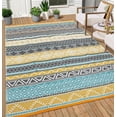 thumbnail image 3 of EastVita 9 X 12 ft Plastic Yellow Green Gray White Rectangular Beach Front Porches Patio Picnic RV Camping Garage Bohemia Area Rug, 3 of 8