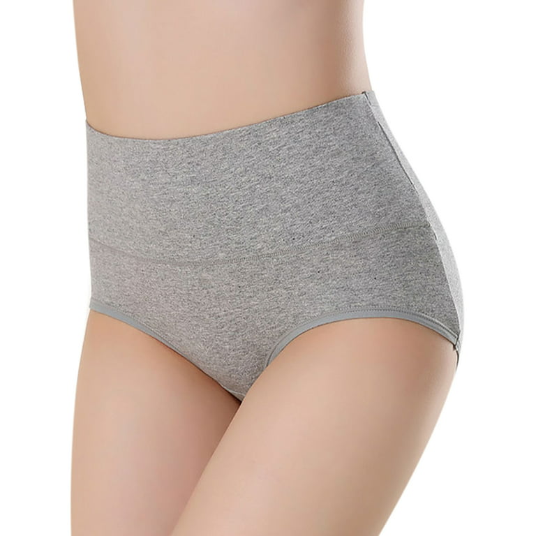 SAYFUT Women's Cotton Underwear High Waist Full Coverage Brief Panties  Multi Pack 4 Grey/Nude/Black 