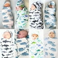 thumbnail image 1 of Toddler Infant Swaddle Muslin Blanket Newborn Baby Wrap Swaddling Sleeping Bag+Hat Set, 1 of 5