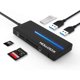 Moyeu KOOTION USB 3.0 avec Ports Lecteur de Cartes SD/TF, Ultra Mince 3 Ports USB 3.0 Data Hub et Indicateur, Noir – image 1 sur 5