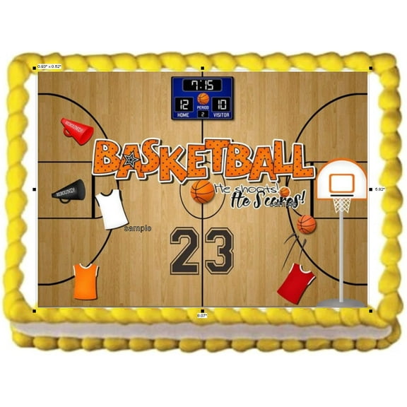 Basketball Hoops Birthday Image Edible Cake Topper Frosting Sheet