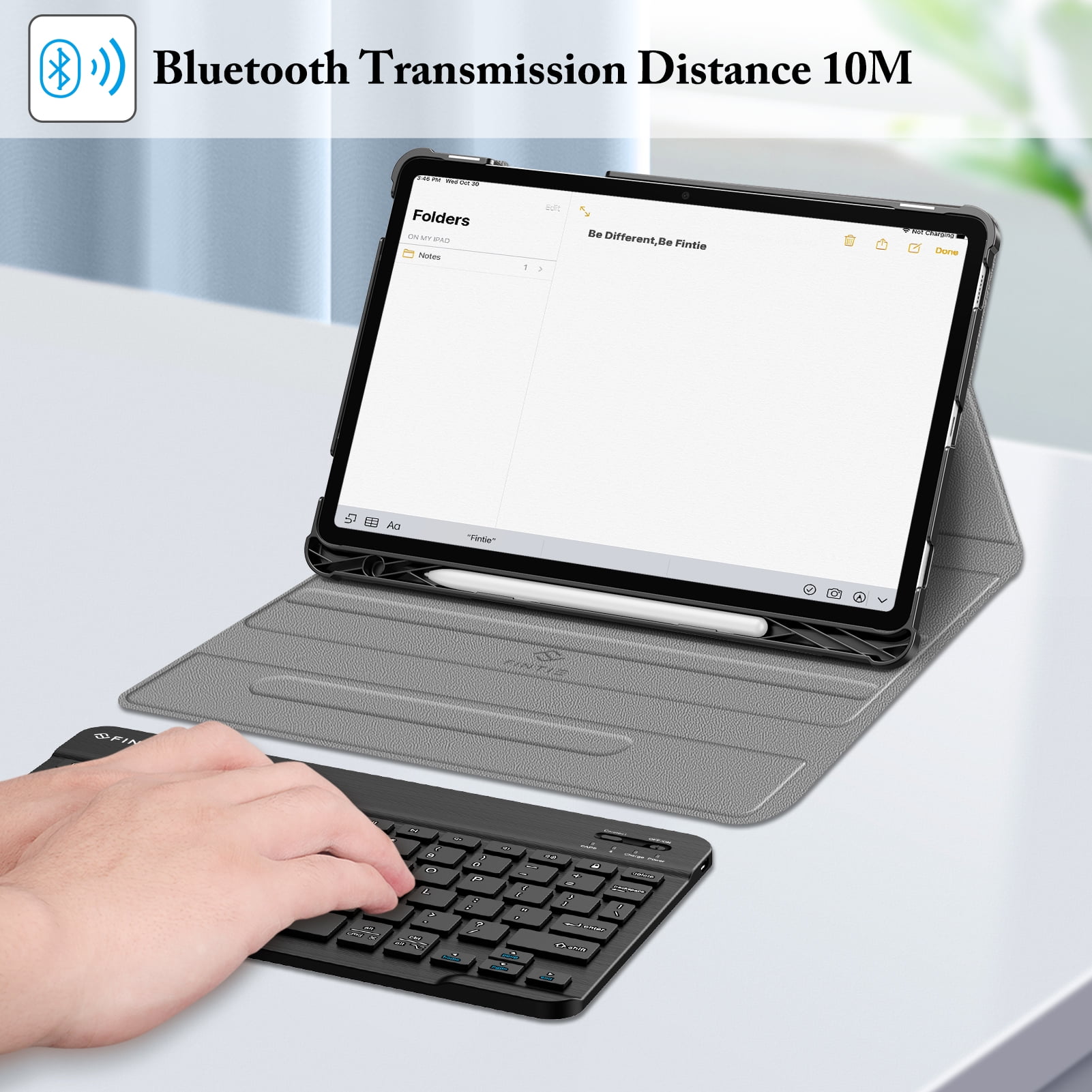 Fintie Keyboard Case for Samsung Galaxy Tab S10 Lite/ S10 FE/ S9 FE 5G 10.9 Inch/Tab S9 11 Inch with S Pen Holder, Slim Stand Cover Detachable Wireless Bluetooth Keyboard, Black