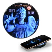 Doctor Who Weeping Angel Qi Wireless Charger with Built-in Backup Battery Pack for Wired USB and Wireless Charging. Portable Phone Charger with Illuminated Angel.
