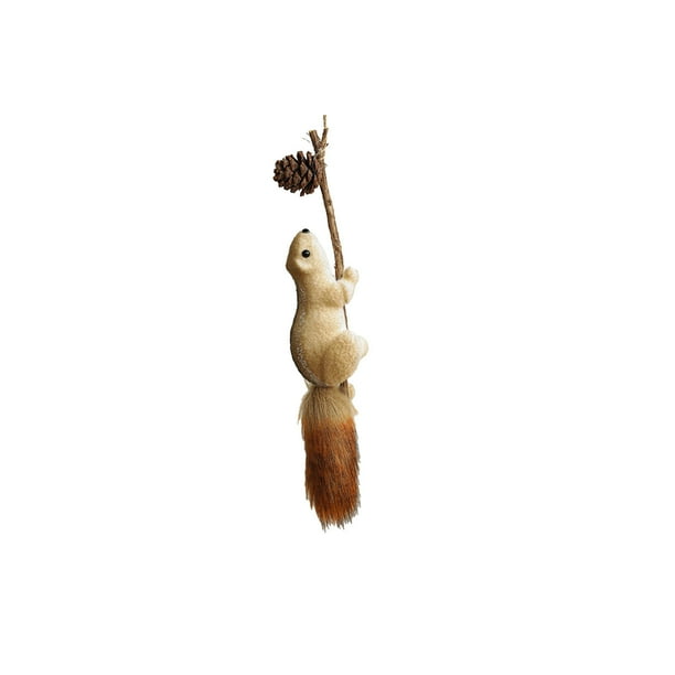 Decoraciones Del Árbol de Navidad Lindas Ardillas Realistas Colgando Figuras de Pino Conos Animales Del Bosque, Espuma Marrón 12.6x5.91x2.36In, Mini Árbol de Navidad