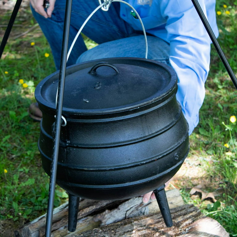 Lehman's Campfire Cooking Kettle Pot - Cast Iron Potje Dutch Oven with 3 Legs and Lid, 9.5 inch, 1.5 Gallon