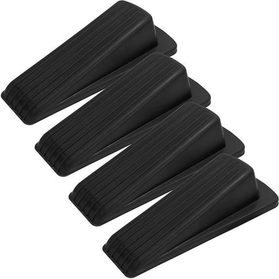 S&T INC. 4.8-Inch Rubber Doorstop Non-Slip Black 4 Pack