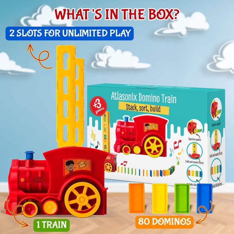 Atlasonix Domino Train Set - Automatic 80-Pcs Set - Sounds