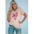 thumbnail image 4 of ABPHQTO Camiseta de cuello redondo con estampado de forma de corazón con patrón de bandera de EE. UU. rosa para mujer, 4 of 5