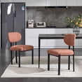 thumbnail image 7 of Mid-Century Modern Dinning Chairs Set of 2, Upholstered Boucle Dining Room Chairs with Black Metal Legs for Kitchen Living Room, Orange, 7 of 7