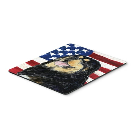 USA American Flag with Tibetan Mastiff Mouse Pad, Hot Pad or Trivet