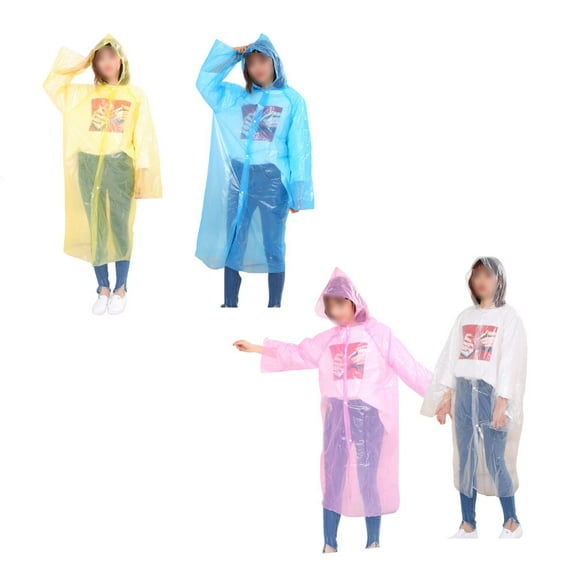 IDEANATEGRATE 4Pcs White Adult Ponchos for Rain All Season Use