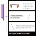 thumbnail image 4 of 3 Pieces Hair Styling Comb Set Teasing Hair Brush Rat Tail Comb Edge Brush for Edge&Back Brushing, Combing, Slicking Hair for Women (Purple), 4 of 5