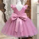 thumbnail image 4 of 2025 nuevo vestido coreano para niñas de 3 a 7 años, vestido de princesa de malla de perlas con mangas voladoras, vestido de actuación de Piano sin espalda con lazo para chico, 4 of 6
