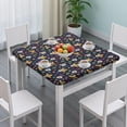 thumbnail image 3 of Navy Mexican Skull Pattern Square Fitted Tablecloth with Elastic Edge,Square Table Cover,Washable Elastic Table Cover for Home Kitchen Party Decor 36"x36", 3 of 6