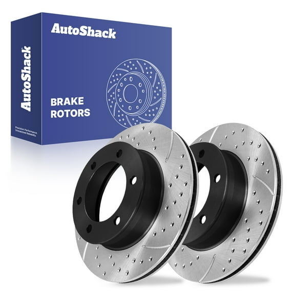 AutoShack Front Vented Drilled & Slotted E-Coated Brake Rotors 2-PC Set Replacement for 1995-2004 Toyota Tacoma 1995-2002 Toyota 4Runner ShadowGuard 11.67" (296.5 mm)