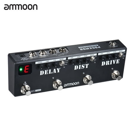ammoon POCKMON Multi-Effects Pedal Strip with Tuner Delay Distortion Overdrive FX Loop Tap Tempo Guitar Effect (Best Digital Delay With Tap Tempo)