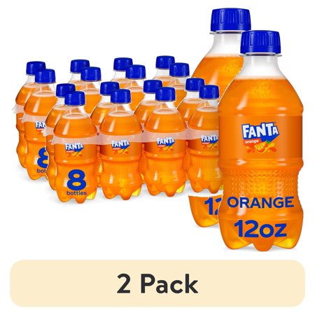 (2 pack) Fanta Orange Soda Pop, 12 fl oz, 8 Pack Bottles