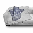 thumbnail image 3 of Hamsa Soft Flannel Fleece Throw Blanket, Culture Motifs with Paisleys Flourishing Lotus and Old Sign, Cozy Plush for Indoor and Outdoor Use, 60" x 80", Dark Blue Violet Blue, by Ambesonne, 3 of 6