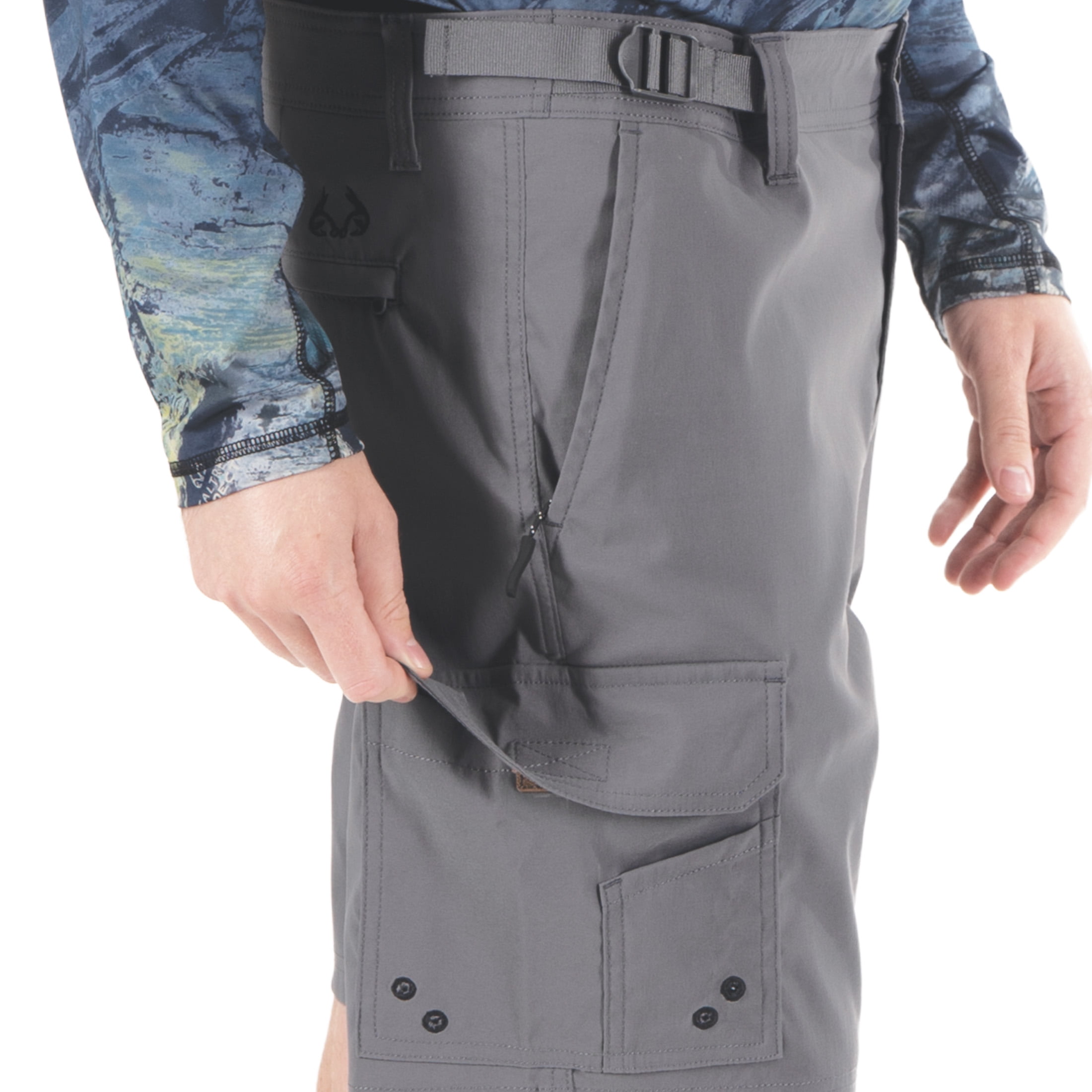 Men's Realtree Hybrid Fishing Shorts, Grey Pebble, XL - Walmart.com