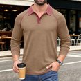 thumbnail image 6 of Mens Soft Knit Long Sleeve Henley Shirt Contrast Lapel Raglan Sleeve Color Block Business Casual Top, 6 of 6