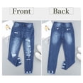 thumbnail image 6 of Asyoly Womens Raw Hem Jeans Ripped Hole Boyfriend Denim Pants, 6 of 11