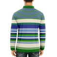 thumbnail image 4 of Tawop Men's & Big Men's Polo Shirts Printed Buttons Striped Long Sleeve Pull On Shirts L, 4 of 7