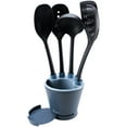 thumbnail image 5 of "Crock Sets with 5 Pieces Kitchen Utensil with Spoon Rest, Ladle, Spaghetti Spoon, Slotted Turner, Solid Spoon, Slotted Spoon in Black", 5 of 20