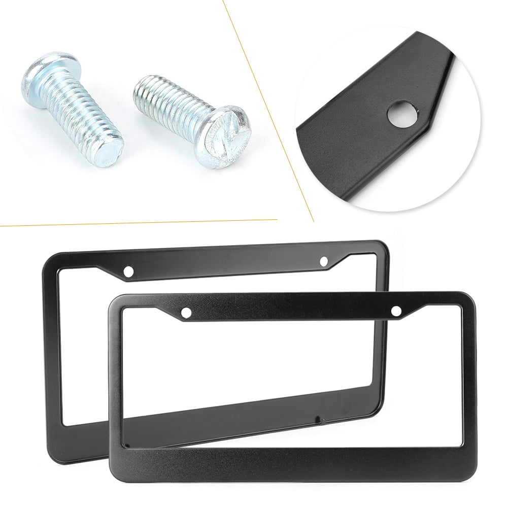 4 Holes Auto Car License Plate Frame Tag Holder with Screws Caps Slim Stainless Steel for US Vehicles AllCustom4U License Plate Frame