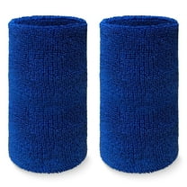 COUVER 6 inch Extra Long Thick Sports Wristband / Sweatband, BLUE (2 Piece)